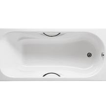 Malibu 160×75 Прямоугольная чугунная ванна с противоскользящим покрытием и ручками